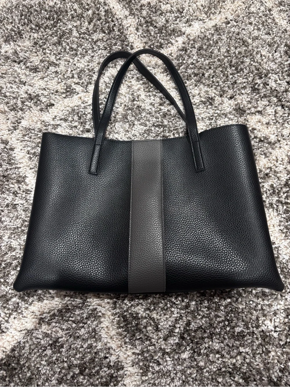 Vince Black Tote with Gray Center Panel